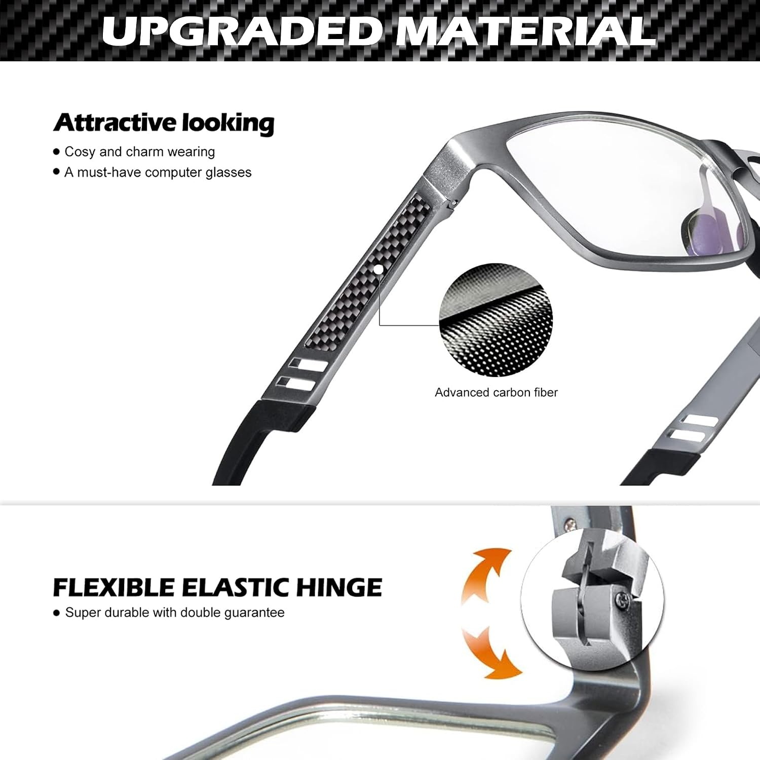 Detalle de ANYLUV Blue Light Blocking Glasses for Men, 45% Filtering, Al-Mg Metal Frame