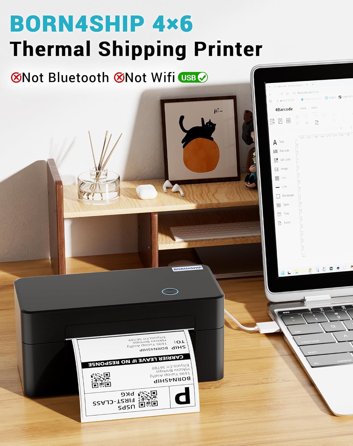 Detalle de BORN4SHIP 4x6 USB Thermal Printer for Shipping Labels
