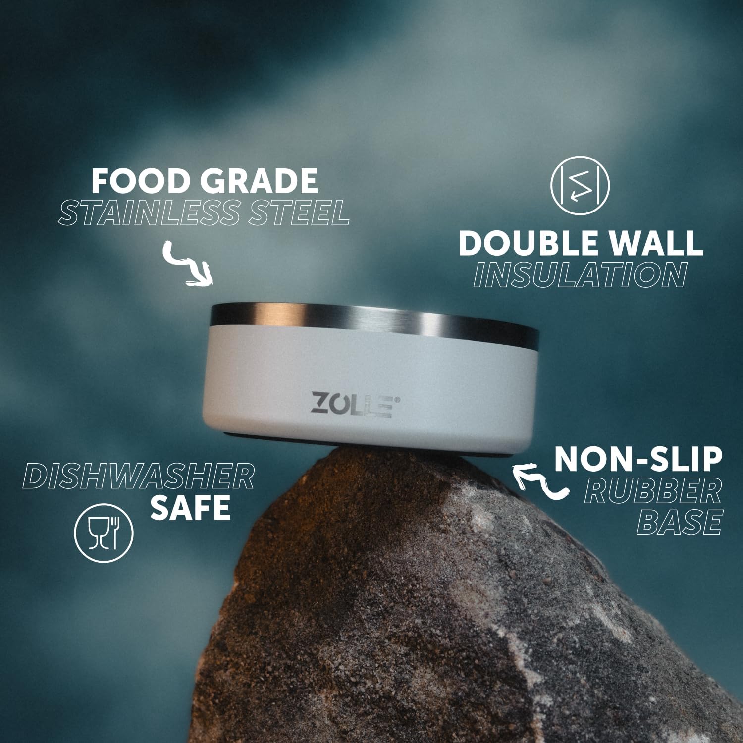 Detalle 2 de ZOLLE 32oz Stainless Steel Slow Feeder Bowl