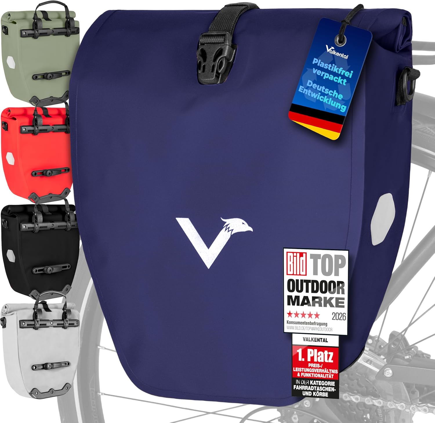 Detalle de Valkental Gepäckträgertasche, wasserdicht & abschließbar – robust für Alltag und Reise