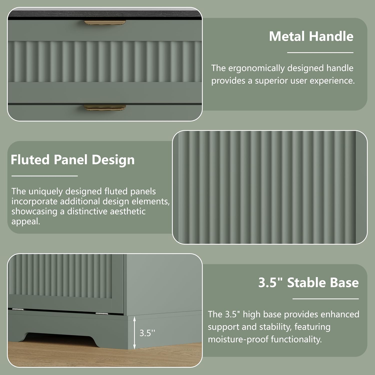 Detalle de METOTI HLG186-GR-02 Tilt-Out Trash Cabinet, 13-Gallon, Green