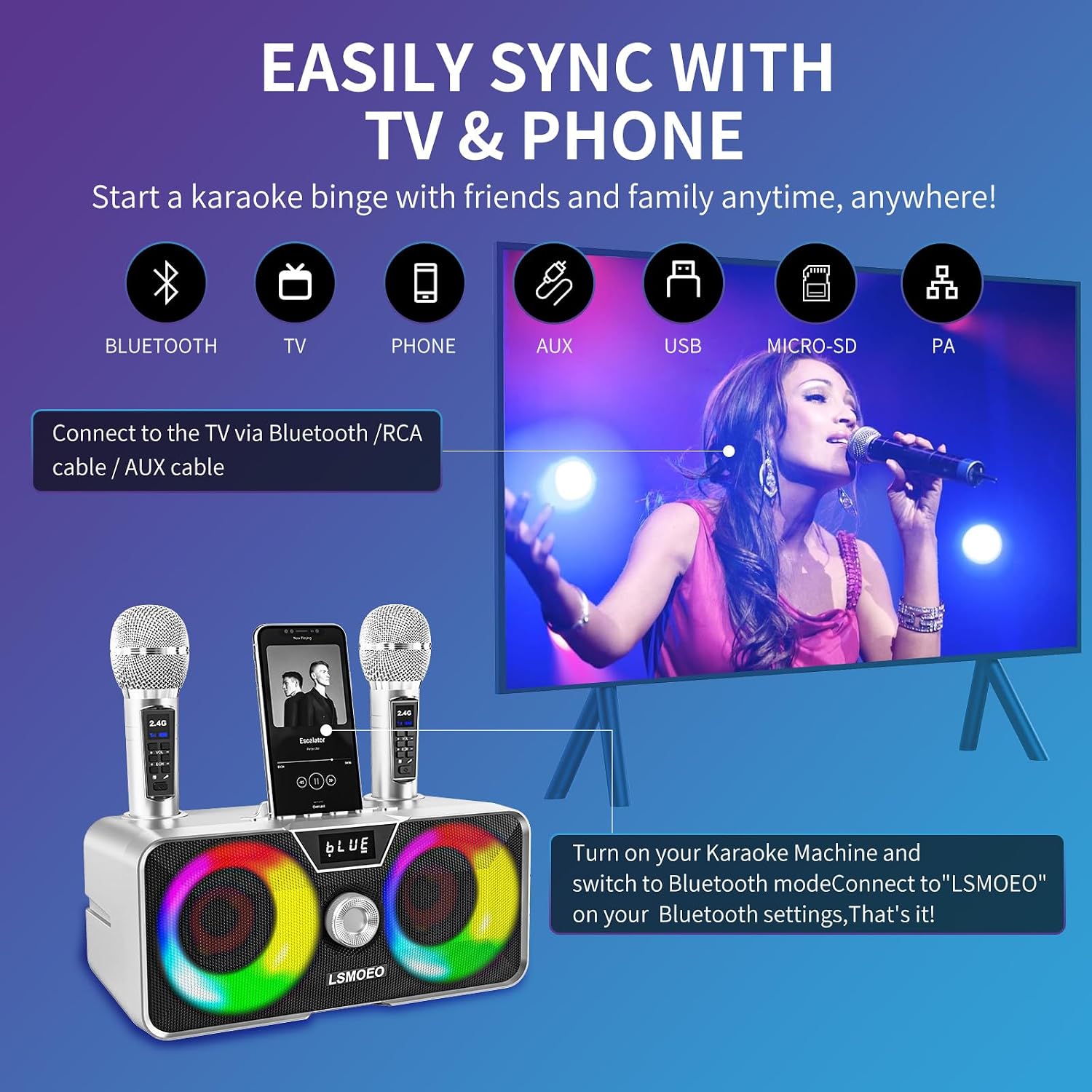 Thumbnail 1 de Karaoke machine with dual UHF microphones