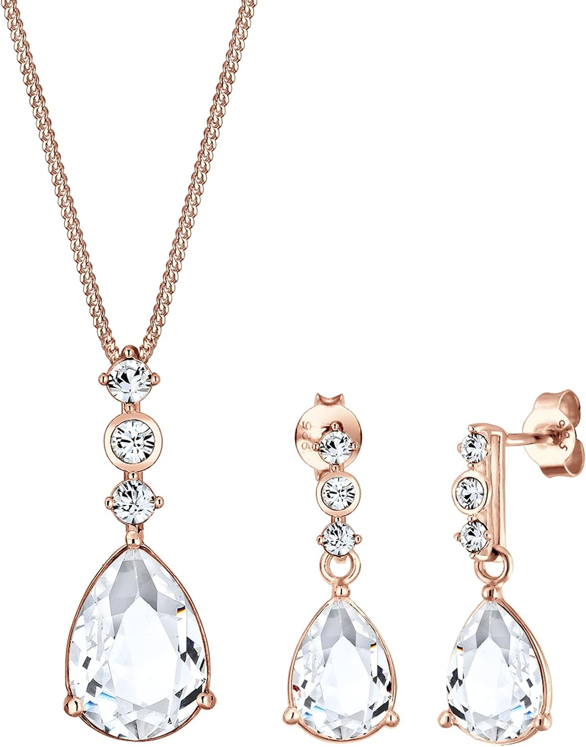 Detalle de Elli Premium Tropfen Schmuckset Rosé Vergoldet
