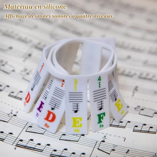 Detalle de Everjoys guide de notes de piano en silicone, amovible, 88/61/54/49/37 touches