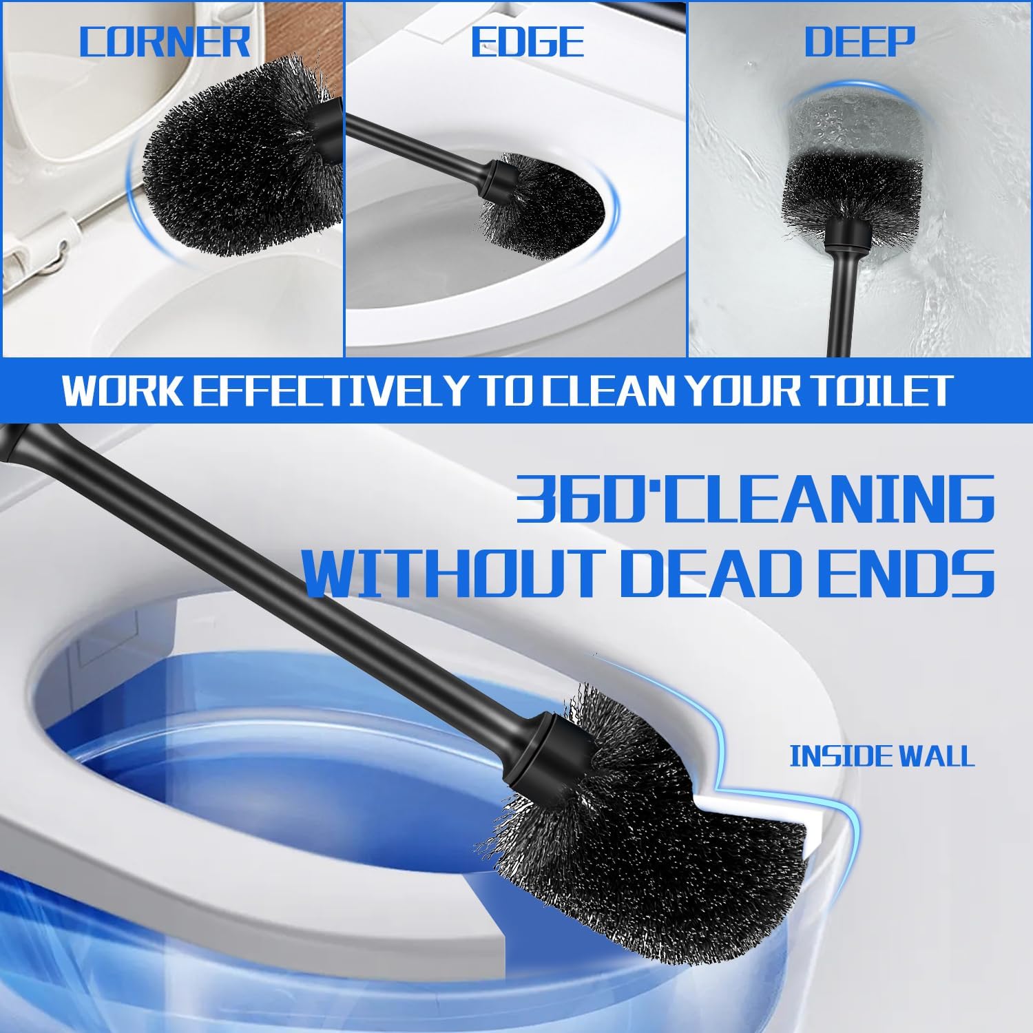 Detalle de AONEZ 2-Pack Long-Handle Toilet Brush and Holder Set