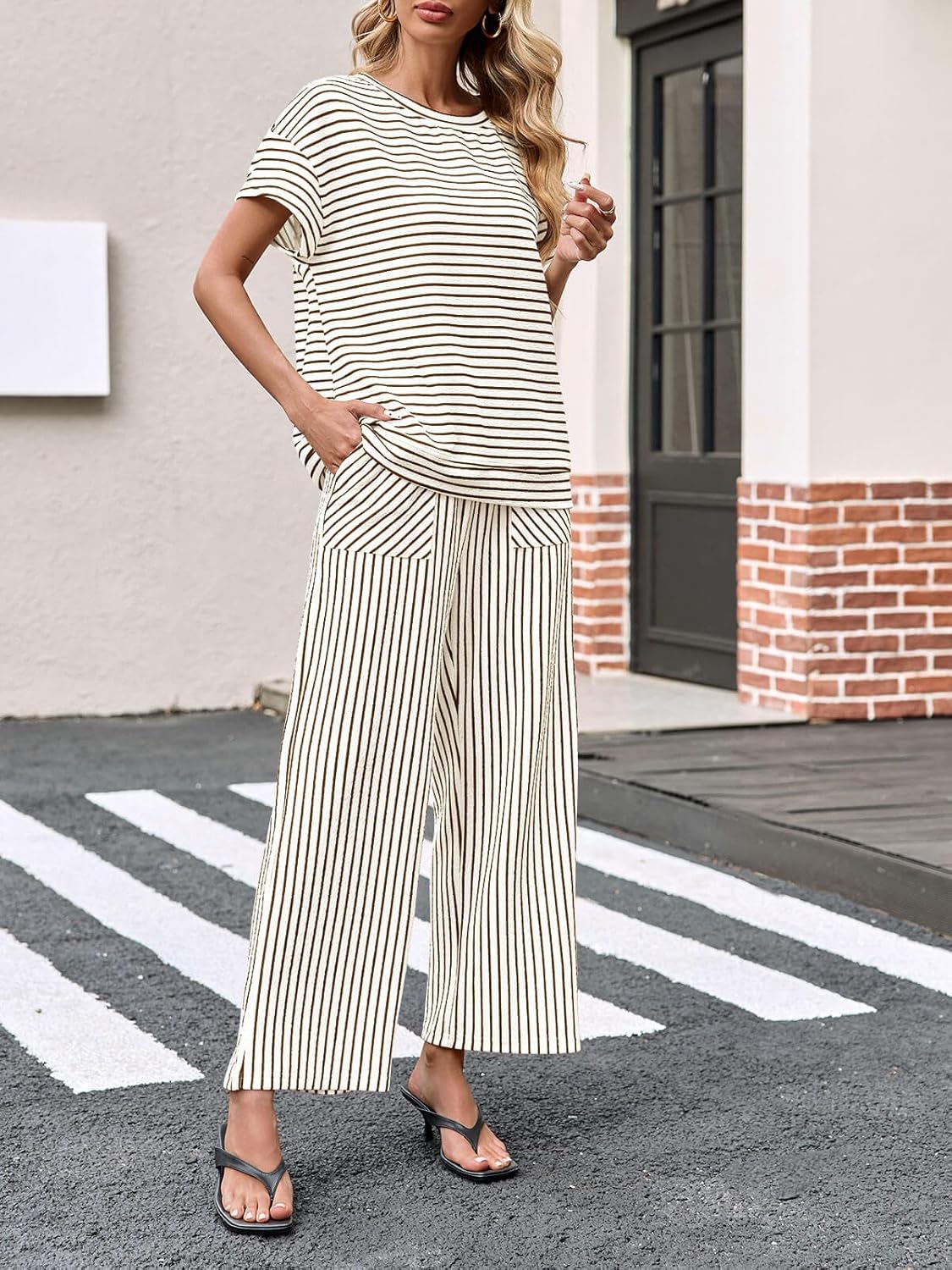 Thumbnail 3 de Tankaneo Women's Striped 2 Piece Lounge Set with Pockets