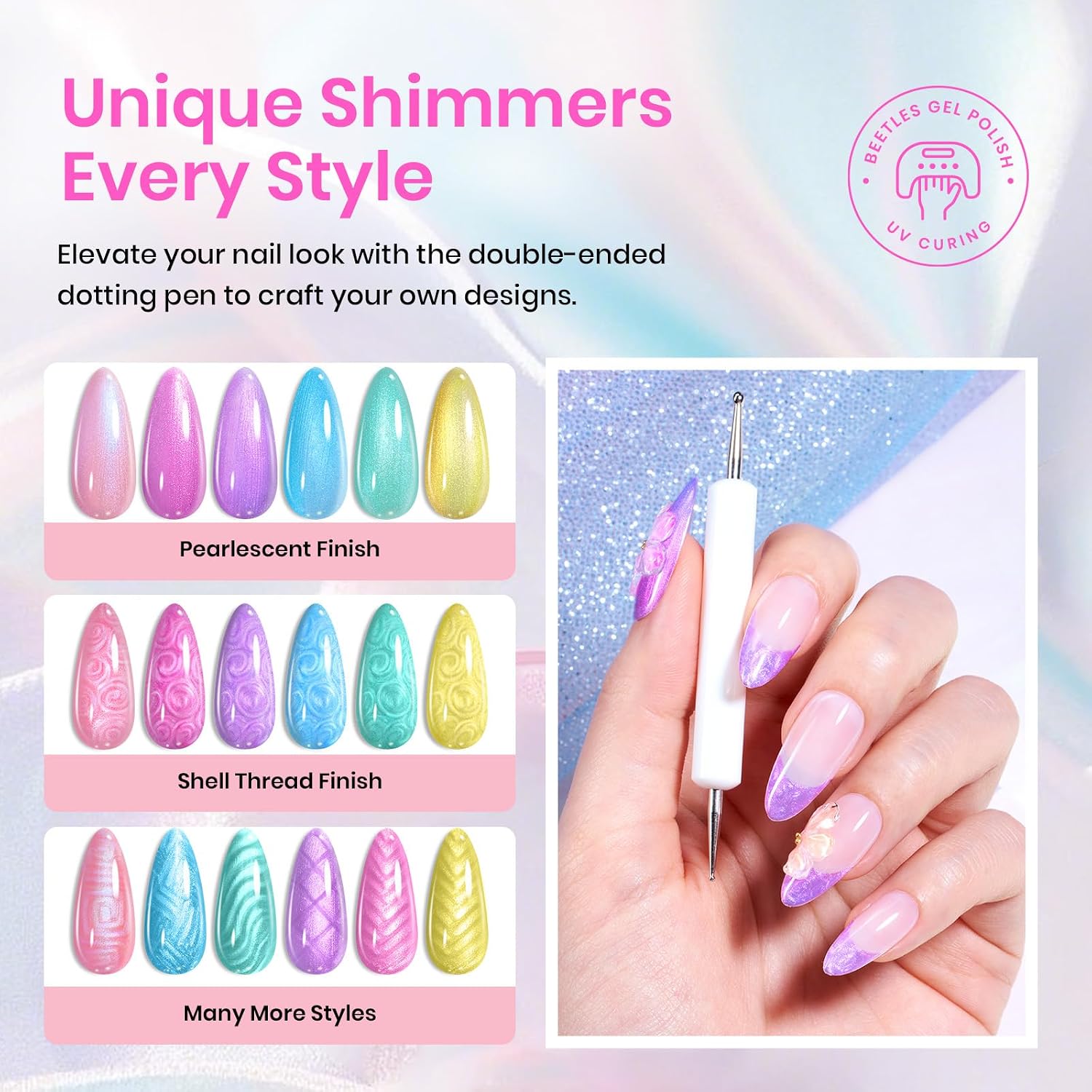 Detalle de Beetles Shimmer Gel Nail Polish Set 6 Colors ๐