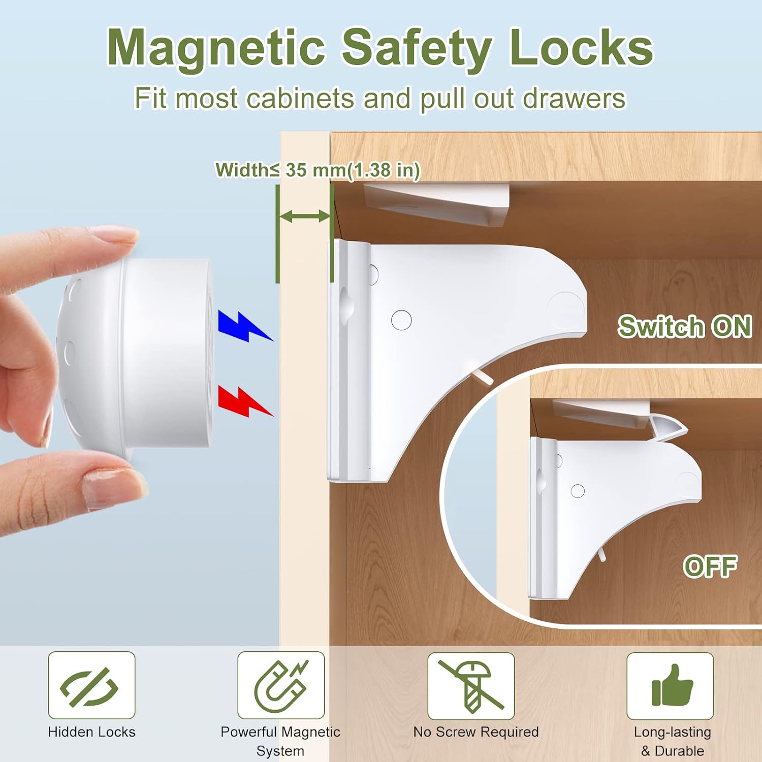 Detalle 2 de Magnetic Child Safety Cupboard Locks 30lb