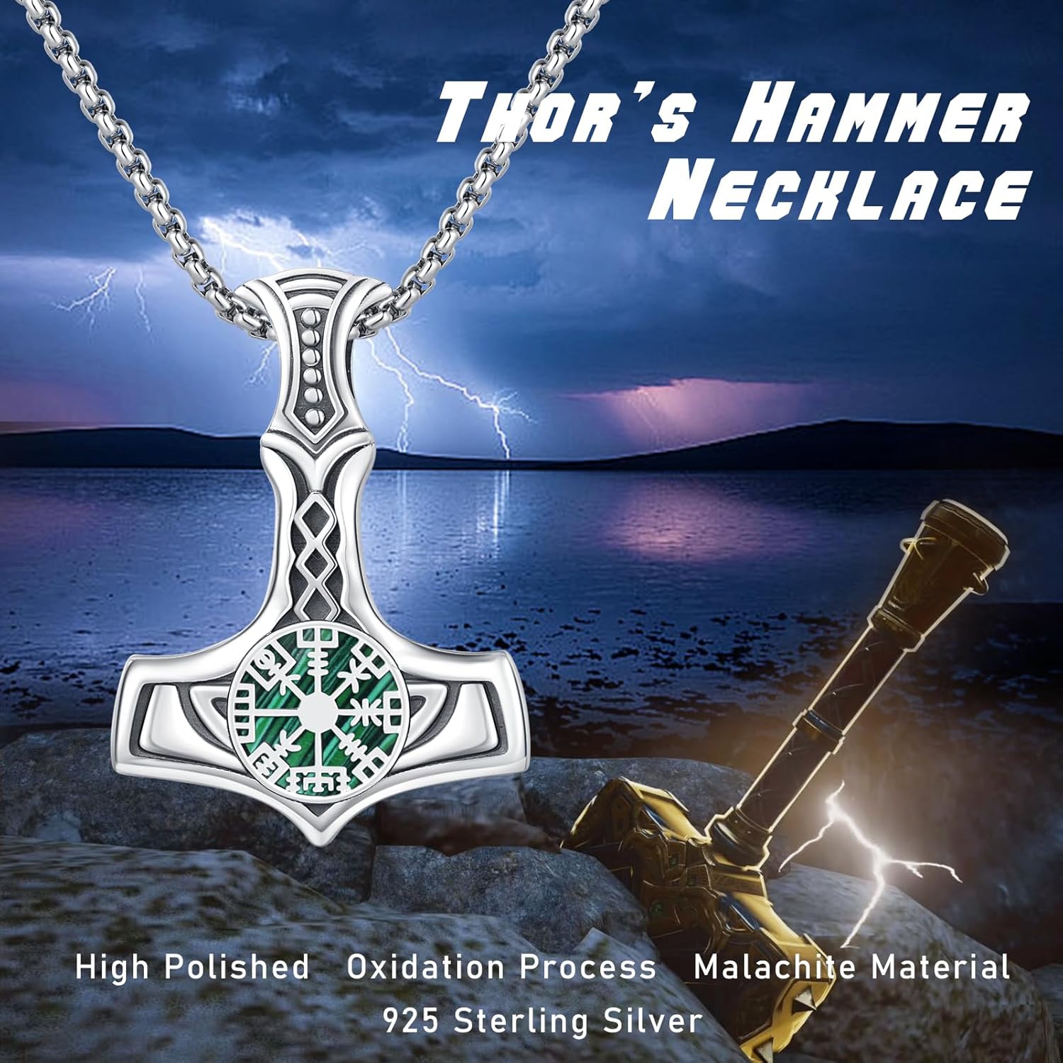 Thumbnail 6 de REDSUN Wikinger-Thorshammer Kette aus 925 Sterling Silber mit keltischem Knotenanhänger