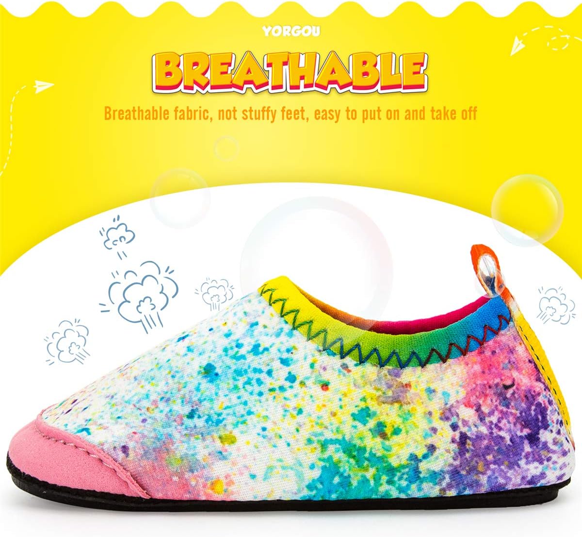 Detalle 2 de Yorgou Toddler Water Shoes for Pool & Beach – Barefoot-Style Aqua Socks with Non-Slip EVA Sole
