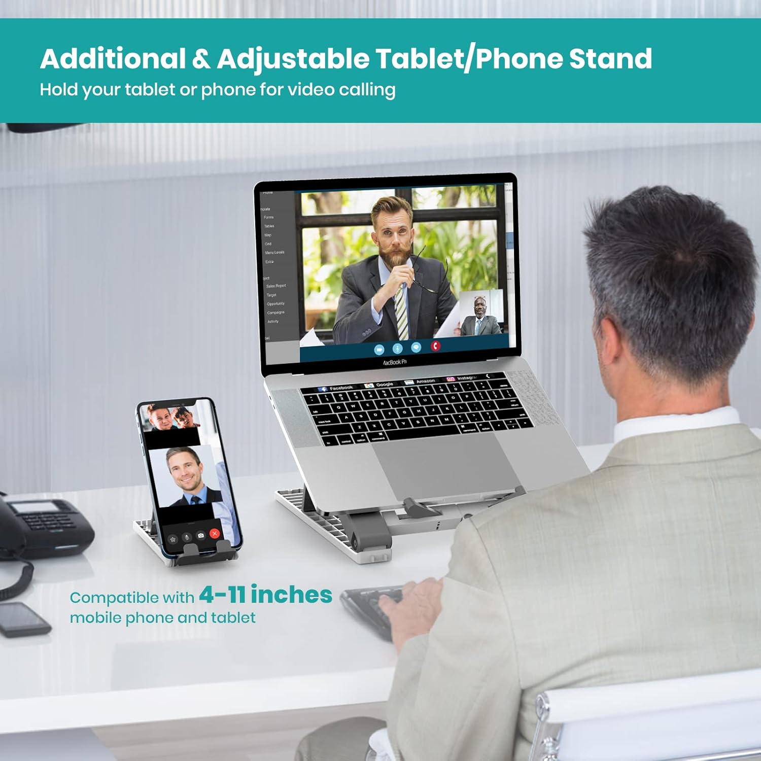 Detalle de Klearlook Portable 2-in-1 Laptop & Phone Stand (11–17")