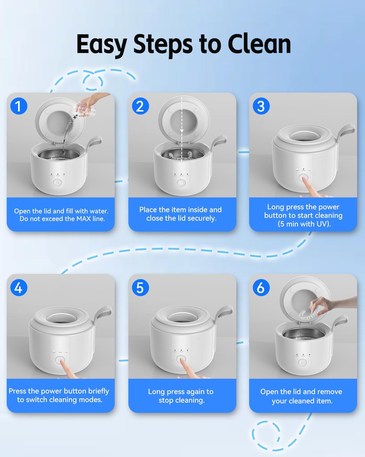 Thumbnail 6 de JeaTone Ultrasonic Retainer Cleaner Machine — 48kHz, Portable 200ML