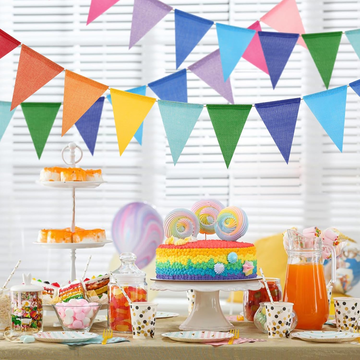 Thumbnail 6 de G2PLUS 20M Rainbow Burlap Bunting