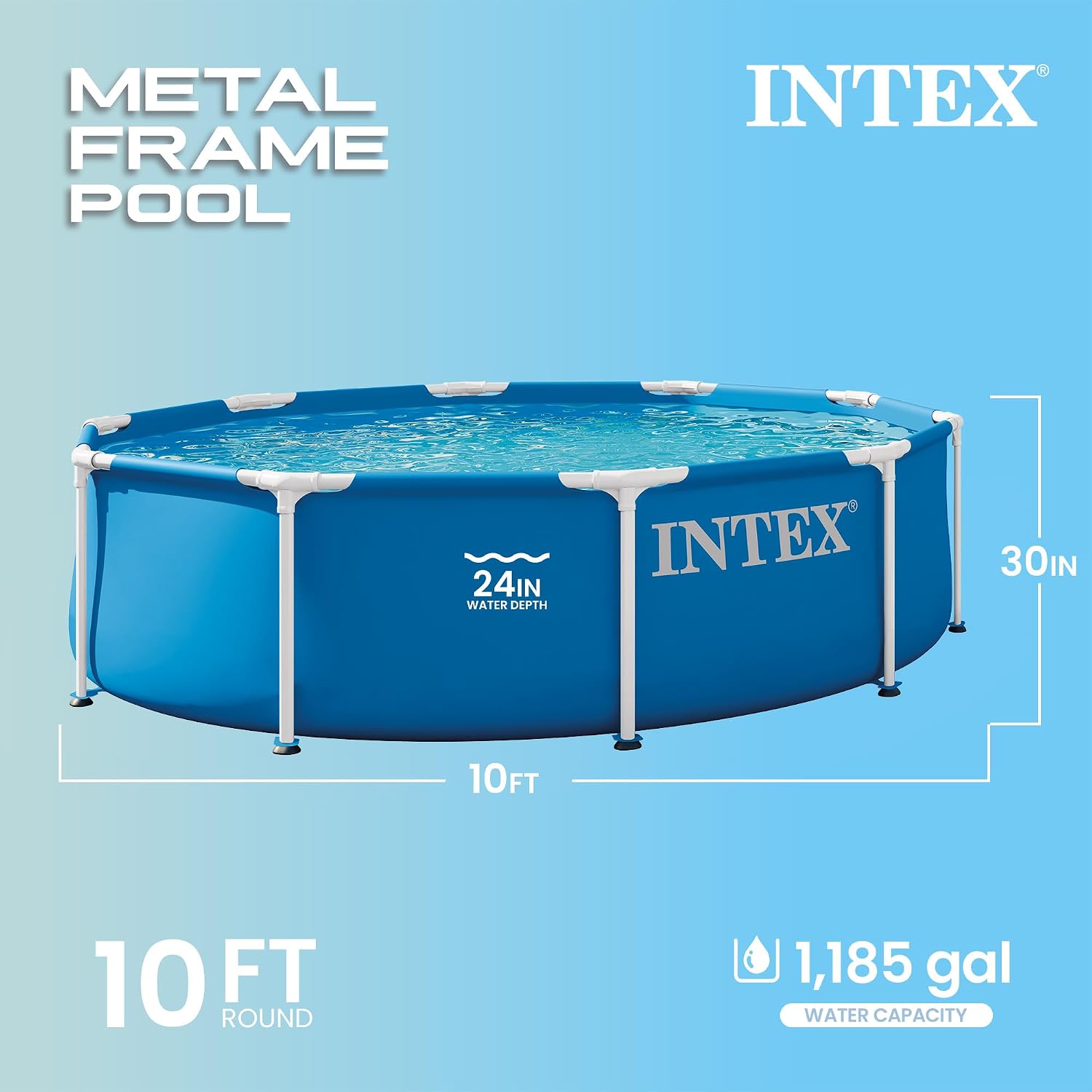 Detalle 2 de Intex 10 ft x 30 in Metal Frame Above Ground Pool Set (28201EP) with 330 GPH Cartridge Filter Pump