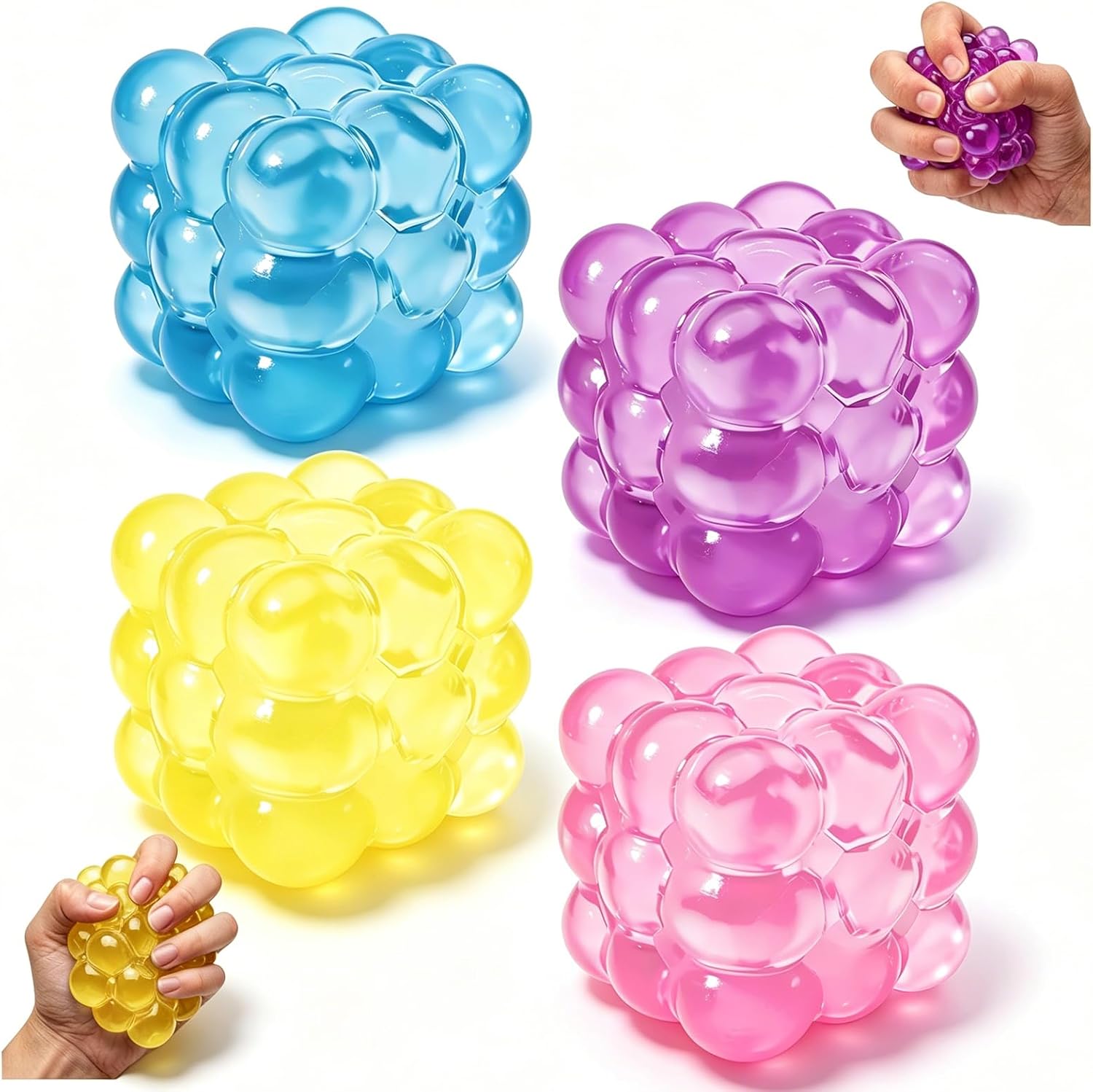 Detalle de LAHAND 4Pack Cube Bubble Squishy Fidget Toy: Slow Rising Stress Cubes for Anxiety Relief