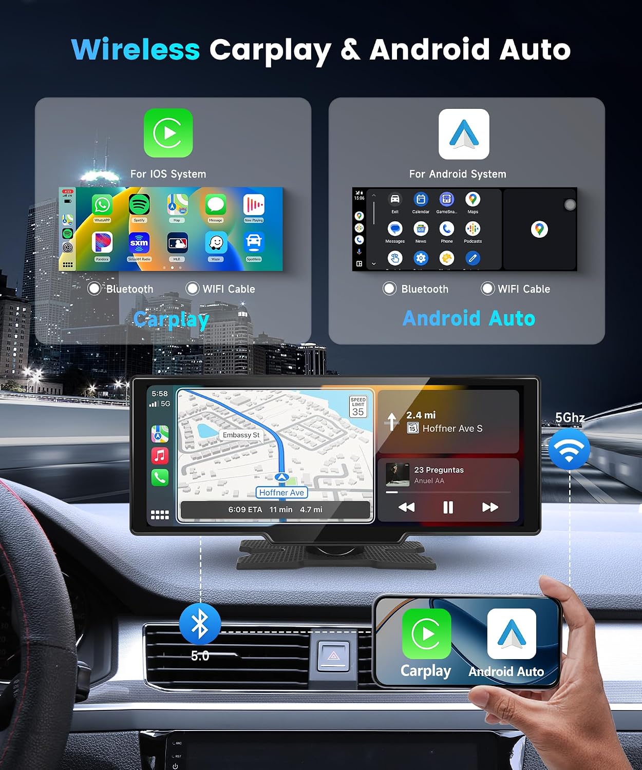 Thumbnail 1 de Podofo Autoradio CarPlay 10,26 pouces