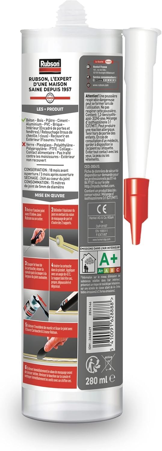 Thumbnail 1 de Rubson Mastic Maison Acrylique Murs & Fenêtres blanc – cartouche 280 ml