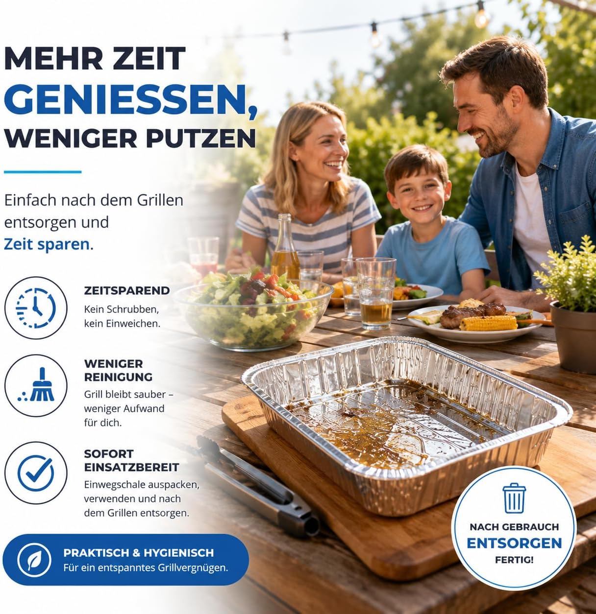 Detalle de TK Gruppe Timo Klingler 20er Einwegschale aus Aluminium – 1200 ml, ca. 14×19×4 cm