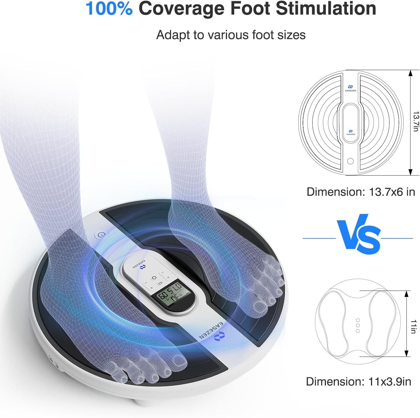 Detalle de Medic Circulation Booster for Feet and Legs — Electric EMS Foot Massager with 10 Modes & 20 Intensities (Black)
