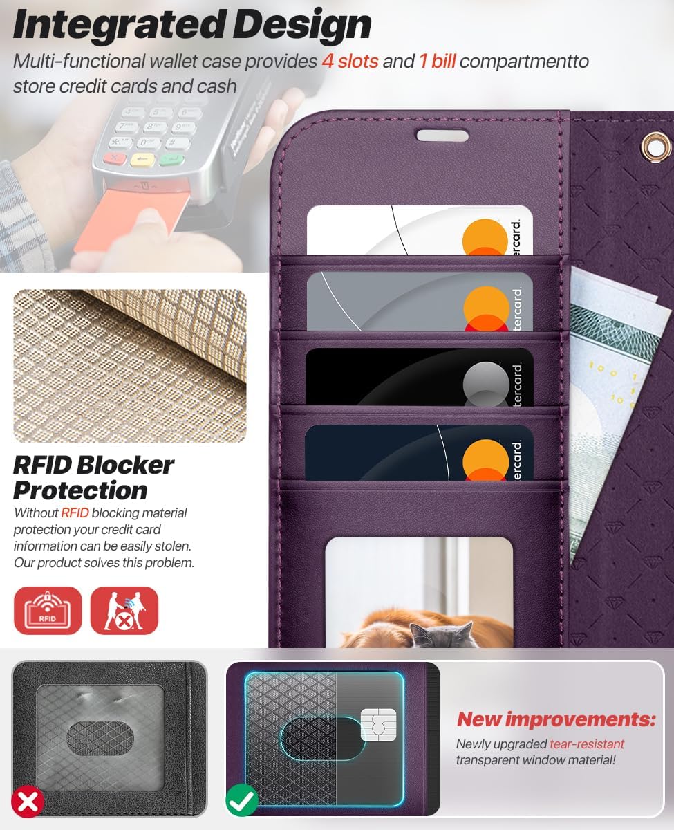 Detalle de OCASE Handyhülle für iPhone Air (6,5 Zoll) – abnehmbare 2-in-1 Klapphülle mit Magnet, Kartenfach, RFID & Standfunktion in Dunkelviolett