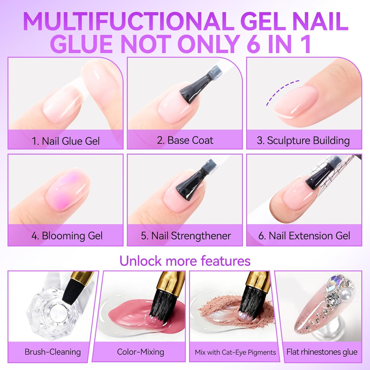 Thumbnail 2 de Gelike ec Nagelkleber 6 in 1 für Kunstnägel 8 ml
