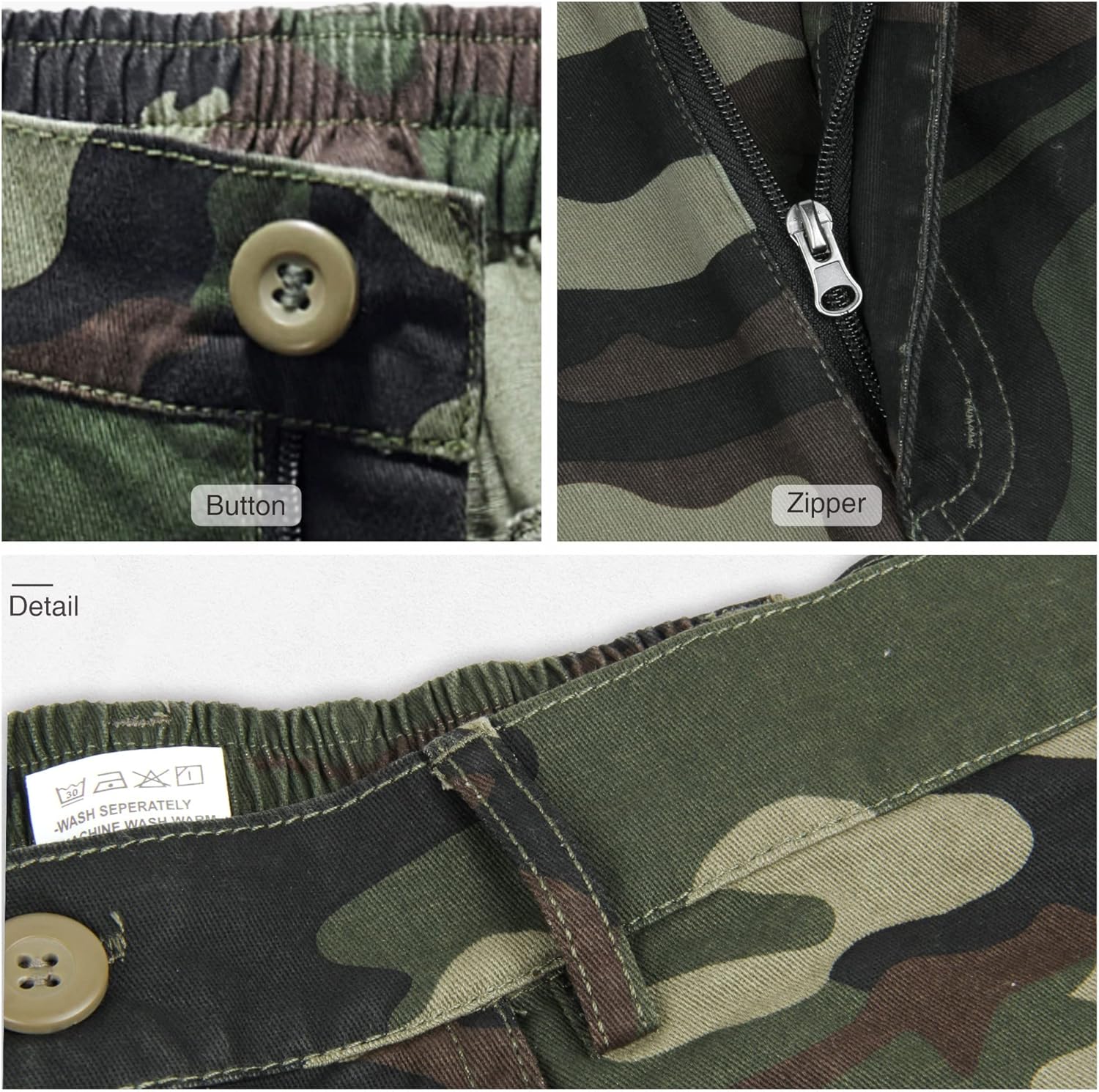 Thumbnail 3 de LY4U Mens Cargo Shorts: Casual Cotton Combat Shorts with 10 Pockets