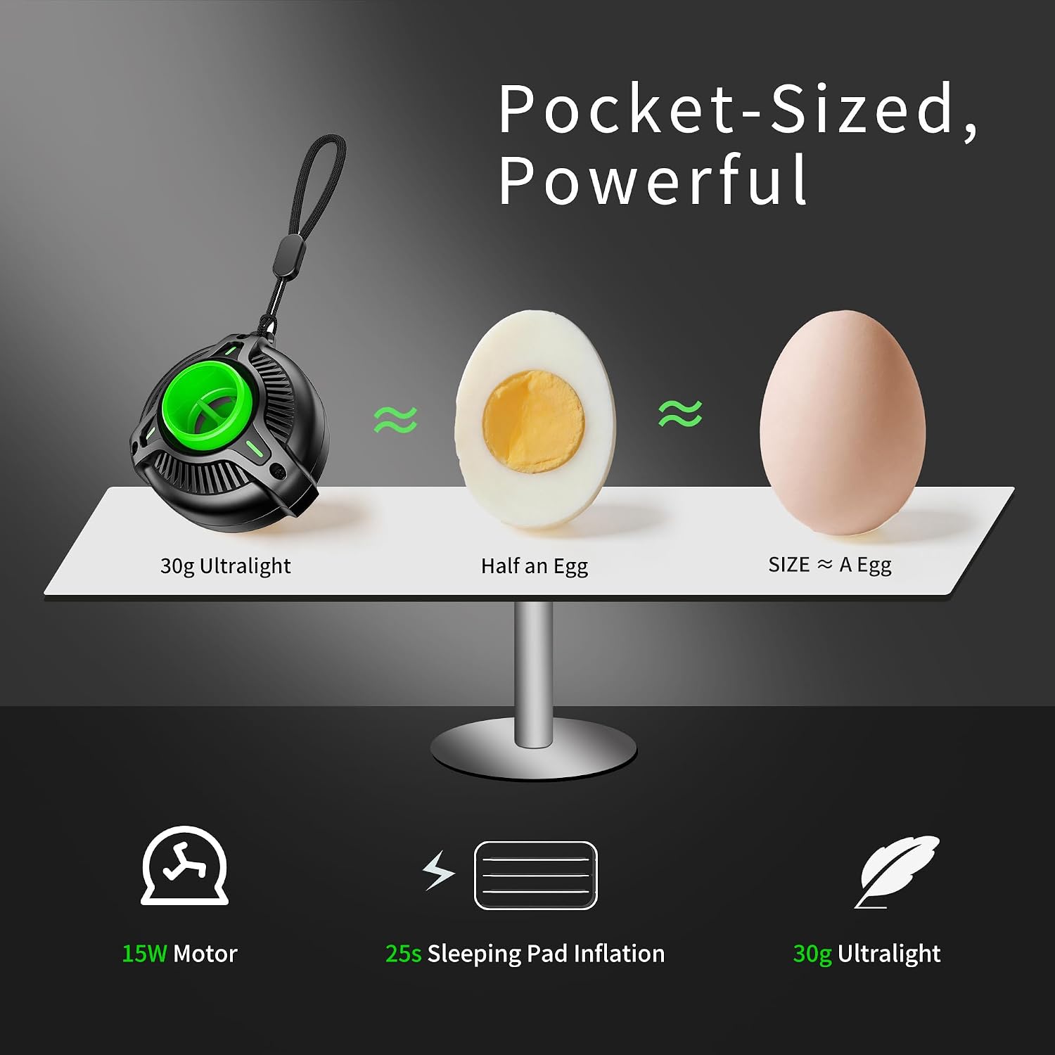 Detalle de Origem Mini Pompa per Materasso Gonfiabile — 30 g, USB-C, gonfiaggio rapido