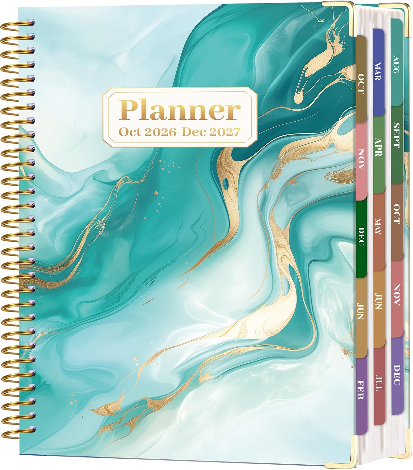 Detalle de CAGIE 2026–2027 Planner, 15-Month Monthly & Weekly, 8.5" x 11", Green Marble