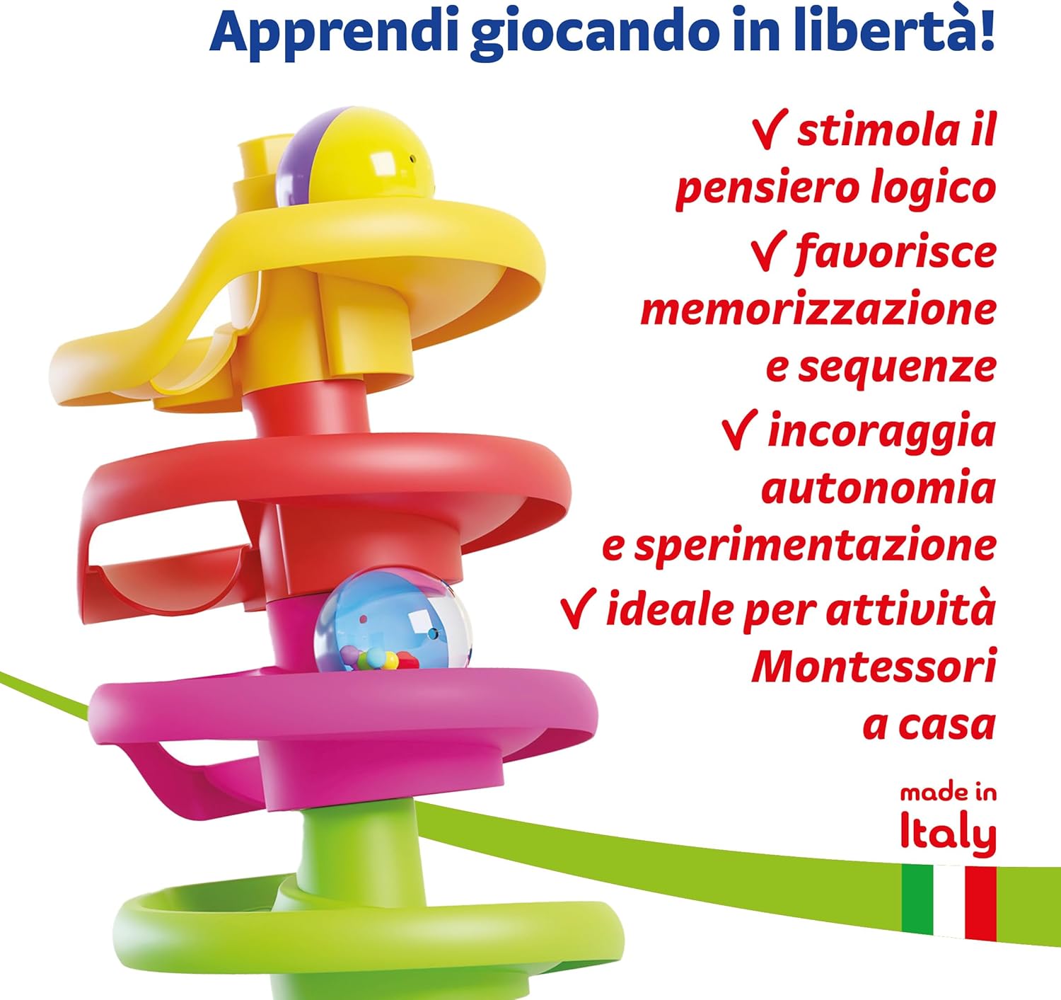 Detalle de Quercetti Spiral Tower: Pista Biglie Educativa per Bambini 12 Mesi+