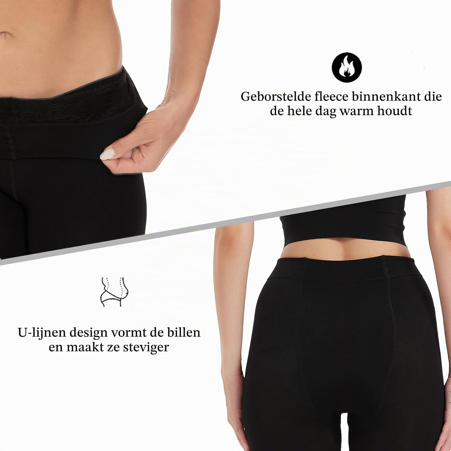 Detalle 2 de Hiltzo fleecegevoerde thermische panty voor dames, dik en ondoorzichtig