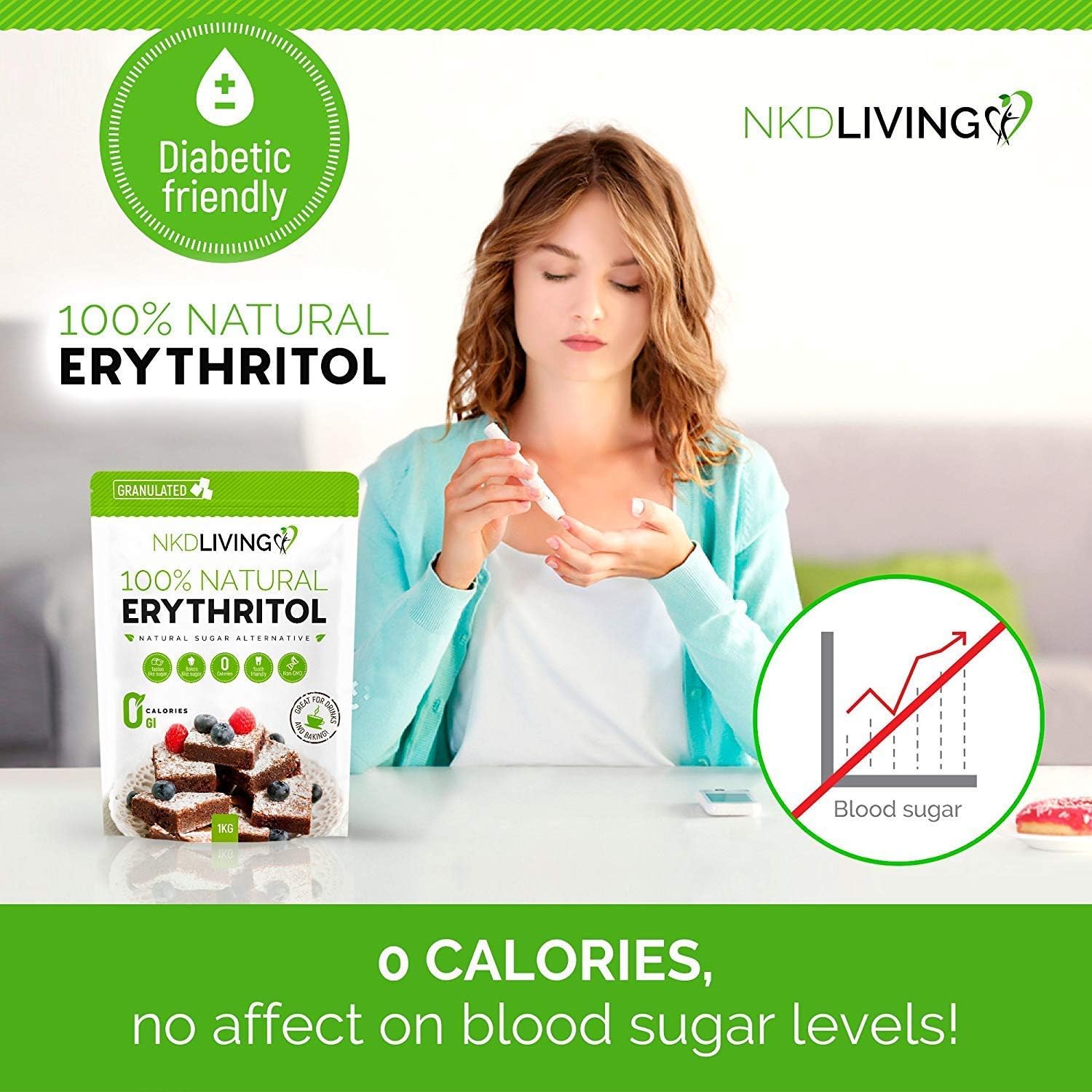 Detalle 2 de 100% Natural Erythritol 1 Kg granulated sugar substitute