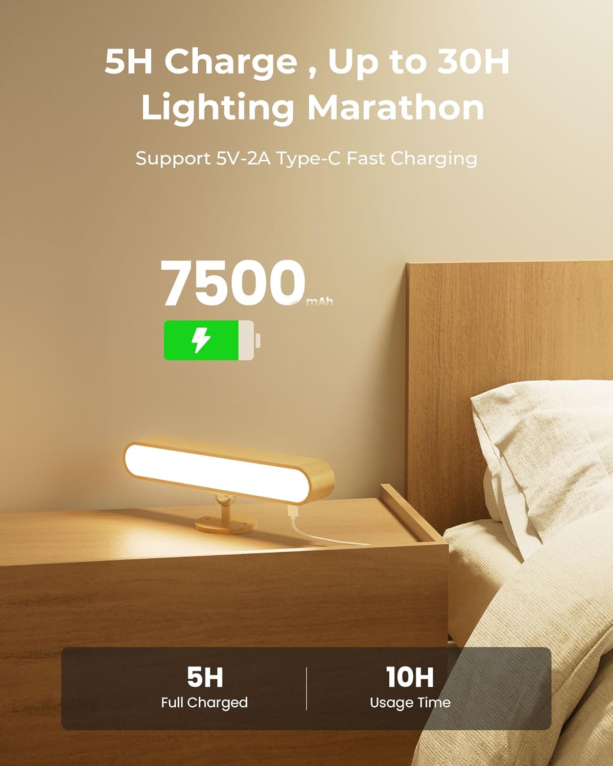 Detalle de Rechargeable Wood Battery Wall Sconces Set of Two: Cordless LED Lights with Remote, Touch, 360° Magnetic Rotation and 15 RGB Colours