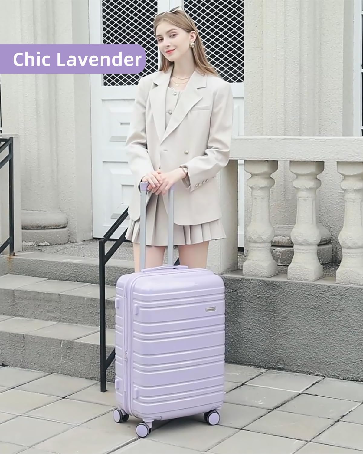 Thumbnail 4 de LARVENDER Carry-On Luggage 22x14x9 – 3-Piece Set in Glossy Lavender