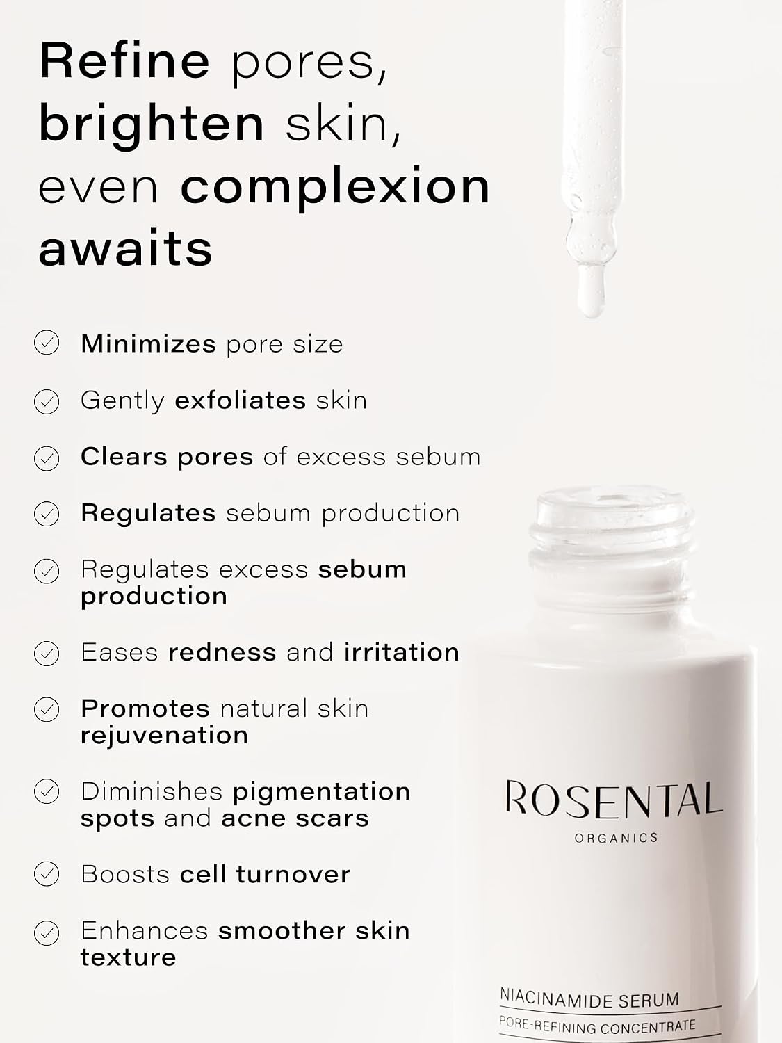 Detalle de Rosental Organics Niacinamide+ Serum Pore-Refining Treatment mit 5% Niacinamid und Azelainsäure