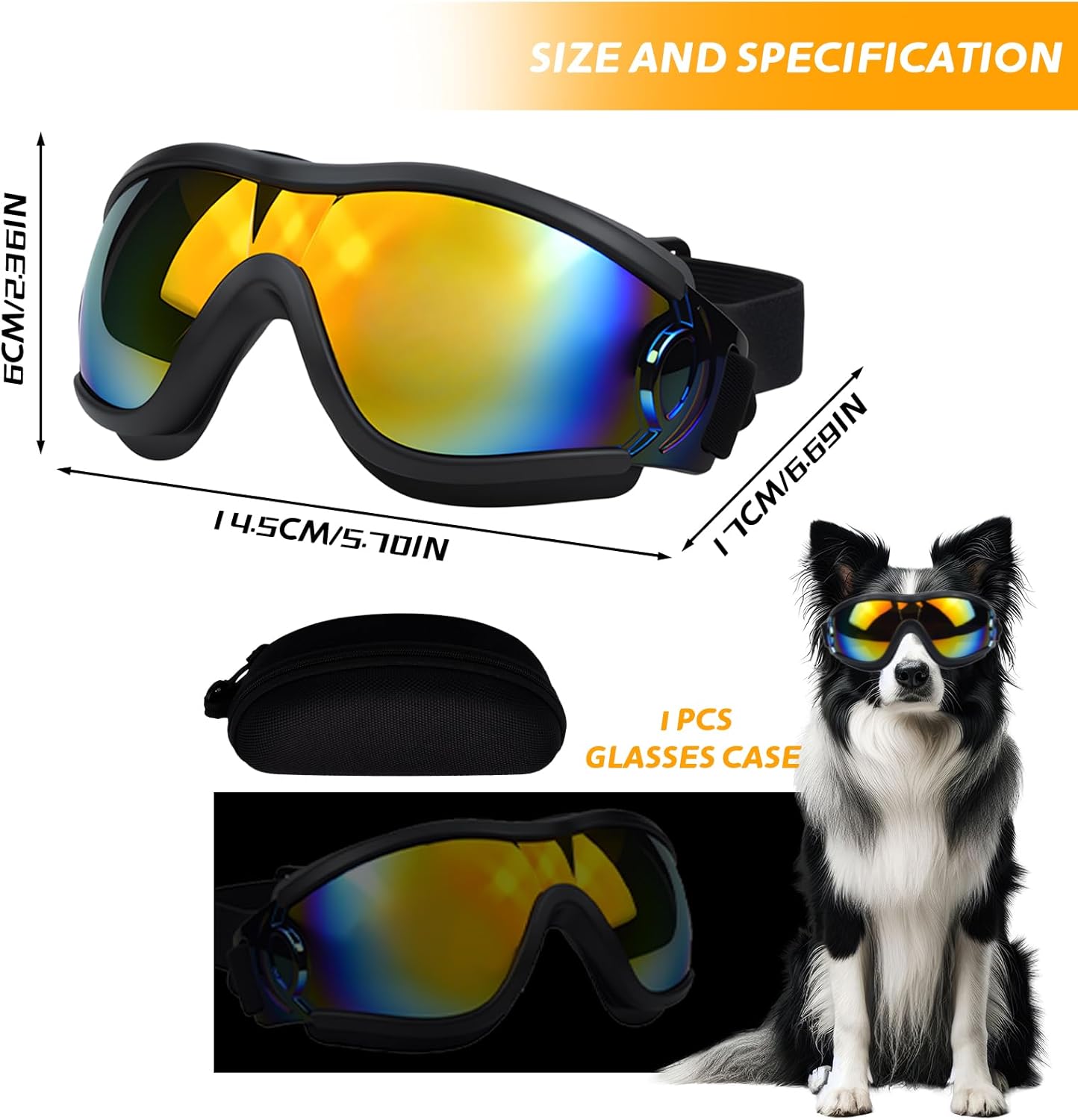 Detalle de Dwafill Schutzbrille für Hunde – einstellbare wasserdichte UV-Schutz-Brille (Black/Rote)