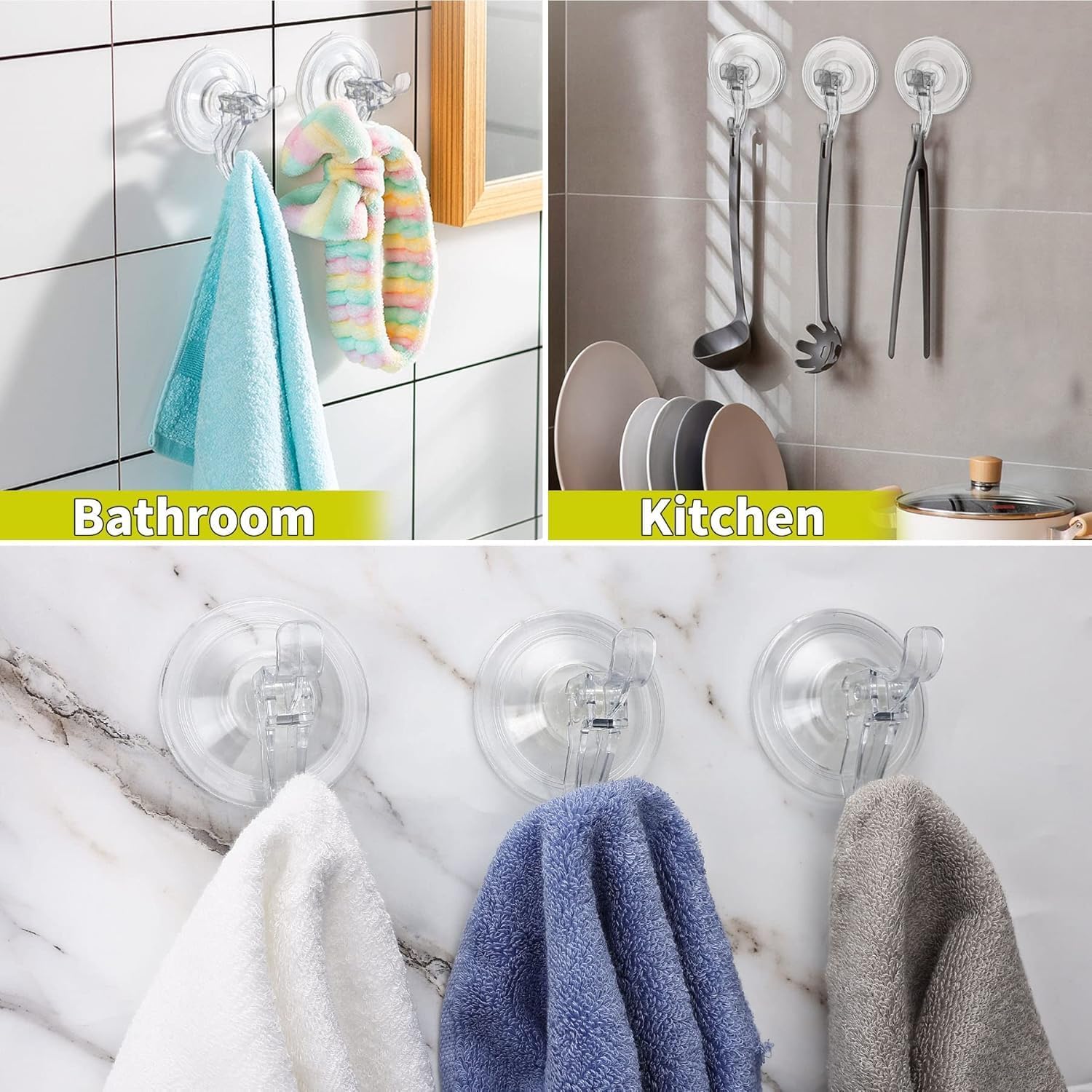 Thumbnail 3 de Anteabee 3 Pack Suction Cup Hooks: Clear, Removable and Up to 11 lb on Smooth Surfaces