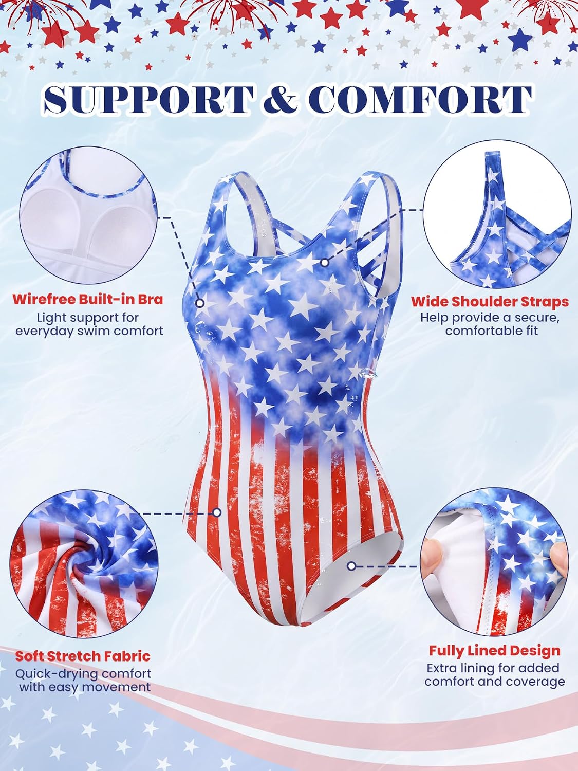 Detalle de American Trends One-Piece Swimsuit with Crisscross Back