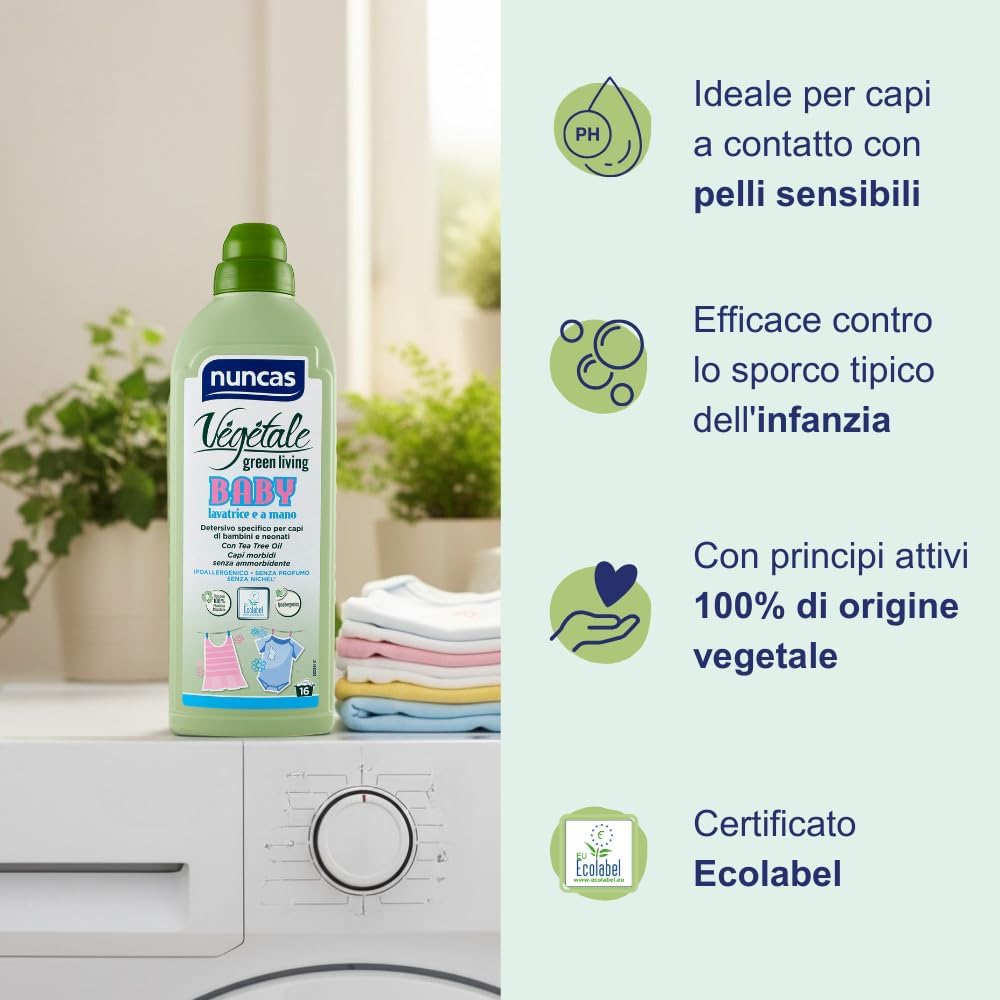 Thumbnail 2 de Nuncas Vegetale Detergente Specifico Baby per Indumenti di Neonati e Bambini – 750 ml