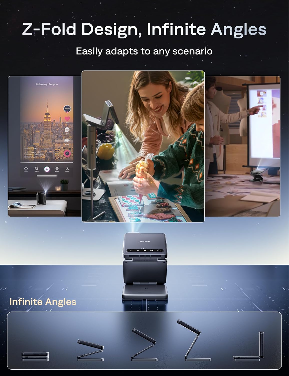 Thumbnail 5 de Aurzen ZIP Tri-Fold Mini Projector 5000mAh