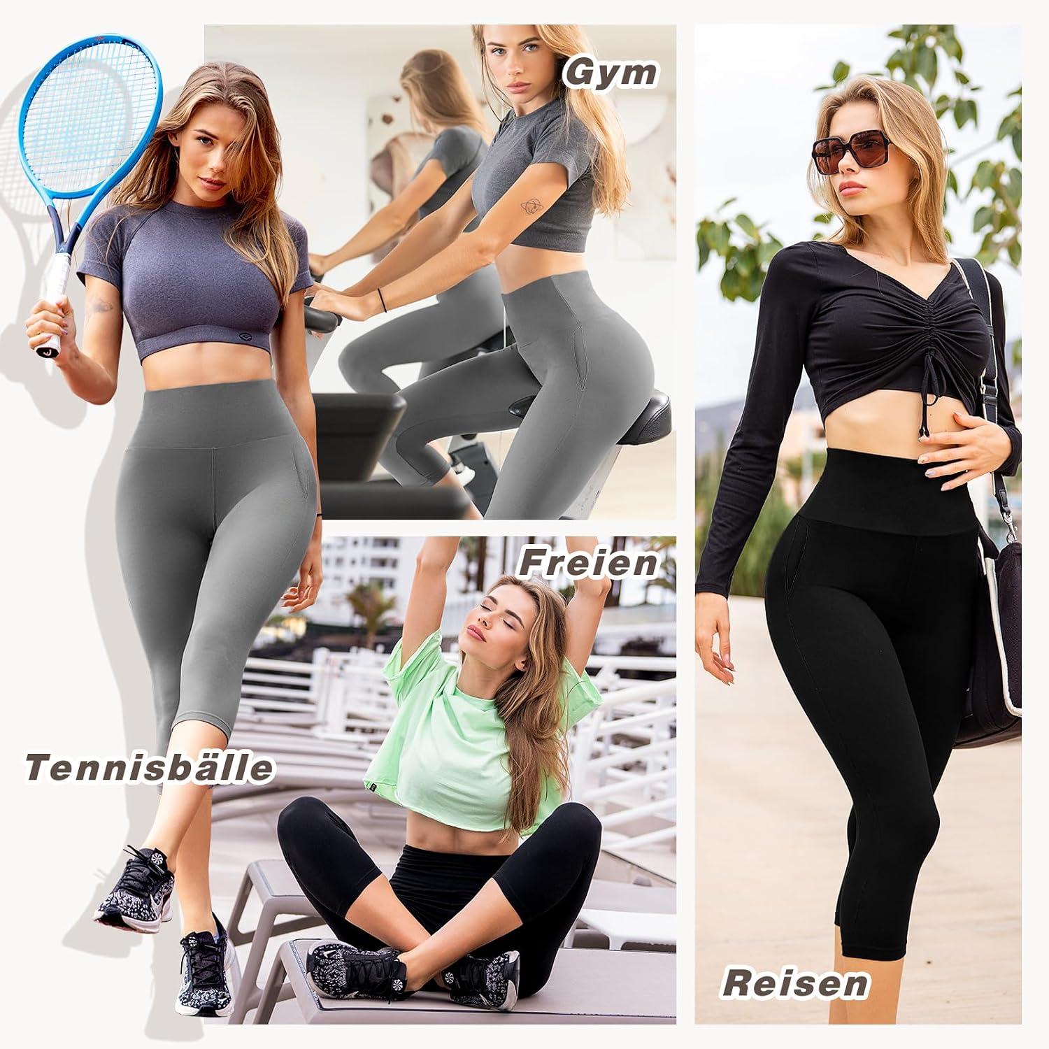 Thumbnail 1 de Sanpetix Capri Leggings Damen mit Taschen – Sport-Leggings 3/4 für Yoga, Fitness & Cycling