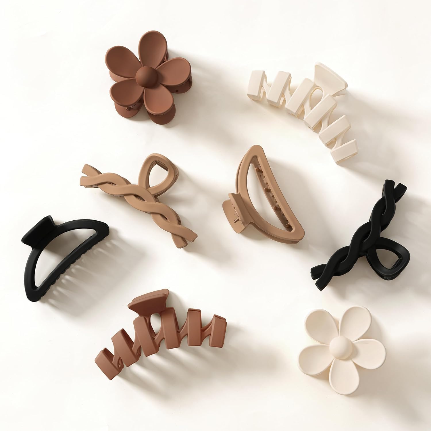 Detalle de HBselect 8er-Pack Haarklammern mit Blumen-/Kralle-Design – Hairclips gegen Rutschen für dickes Haar