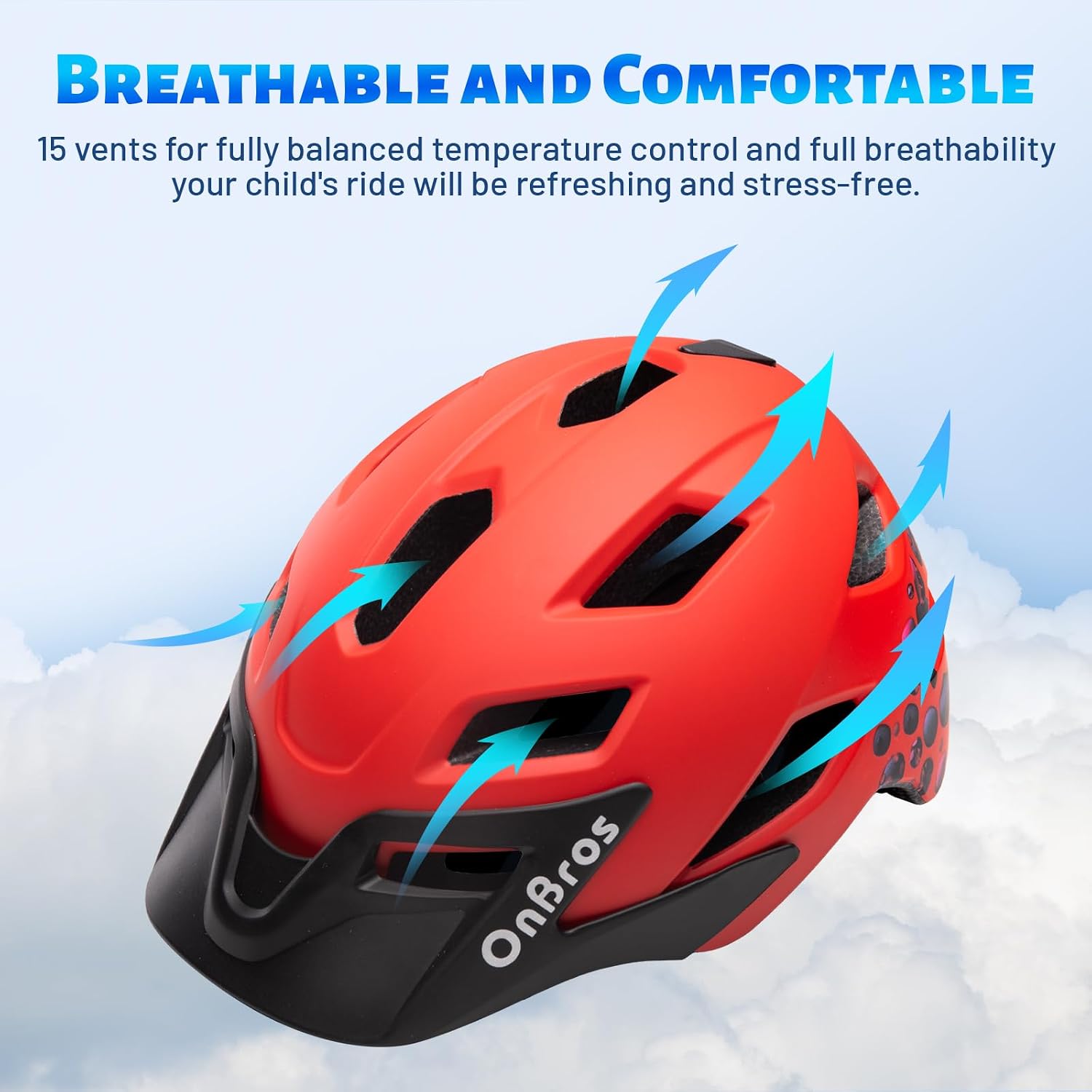 Detalle de OnBros Kinder-Fahrradhelm mit Visier für 5–13 Jahre (50–57 cm) – CE EN1078, leicht & verstellbar