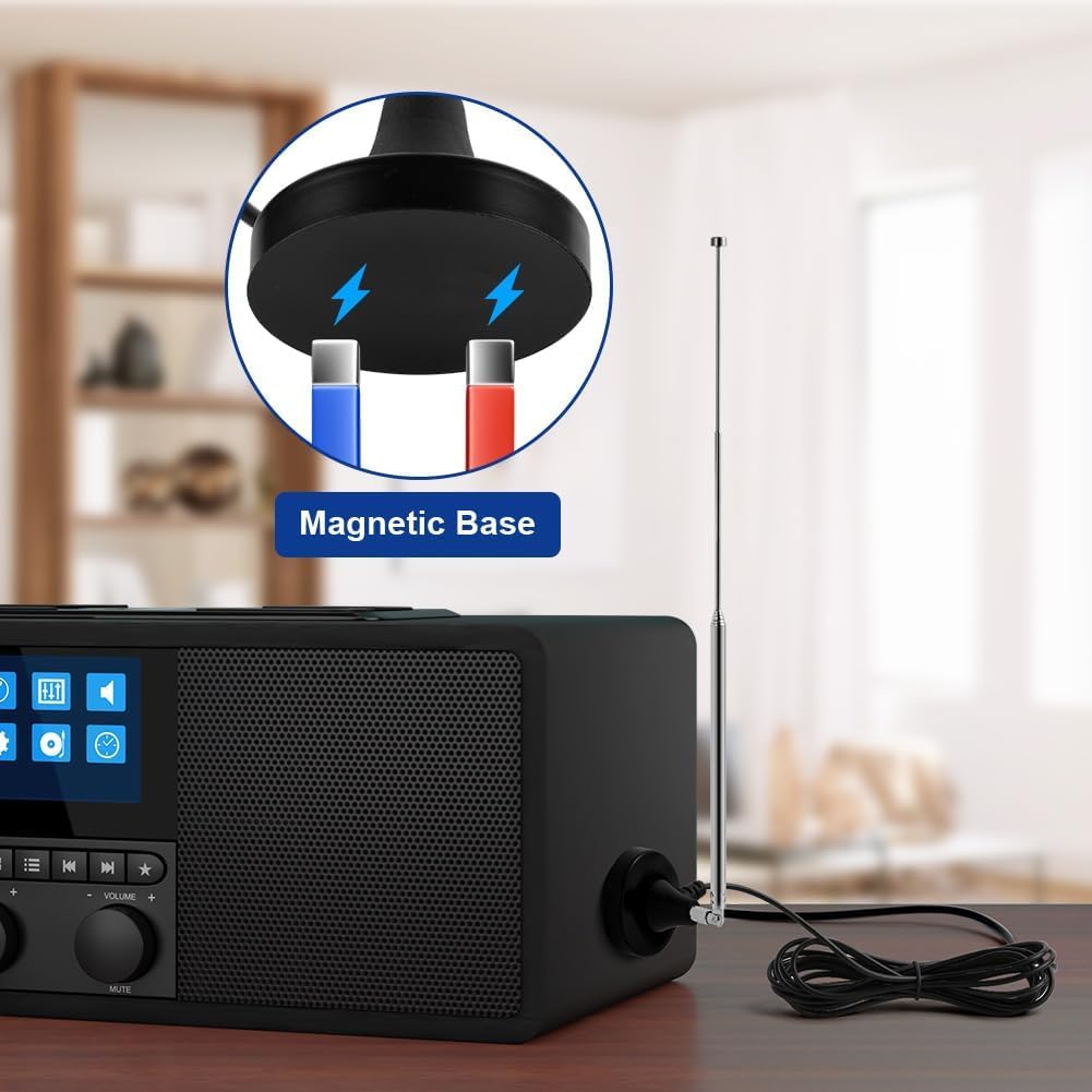 Detalle de Adiwo DAB/UKW Radioantenne mit Magnetfuß und 3 m Koaxial-Verlängerungskabel (75 Ohm, Typ F)