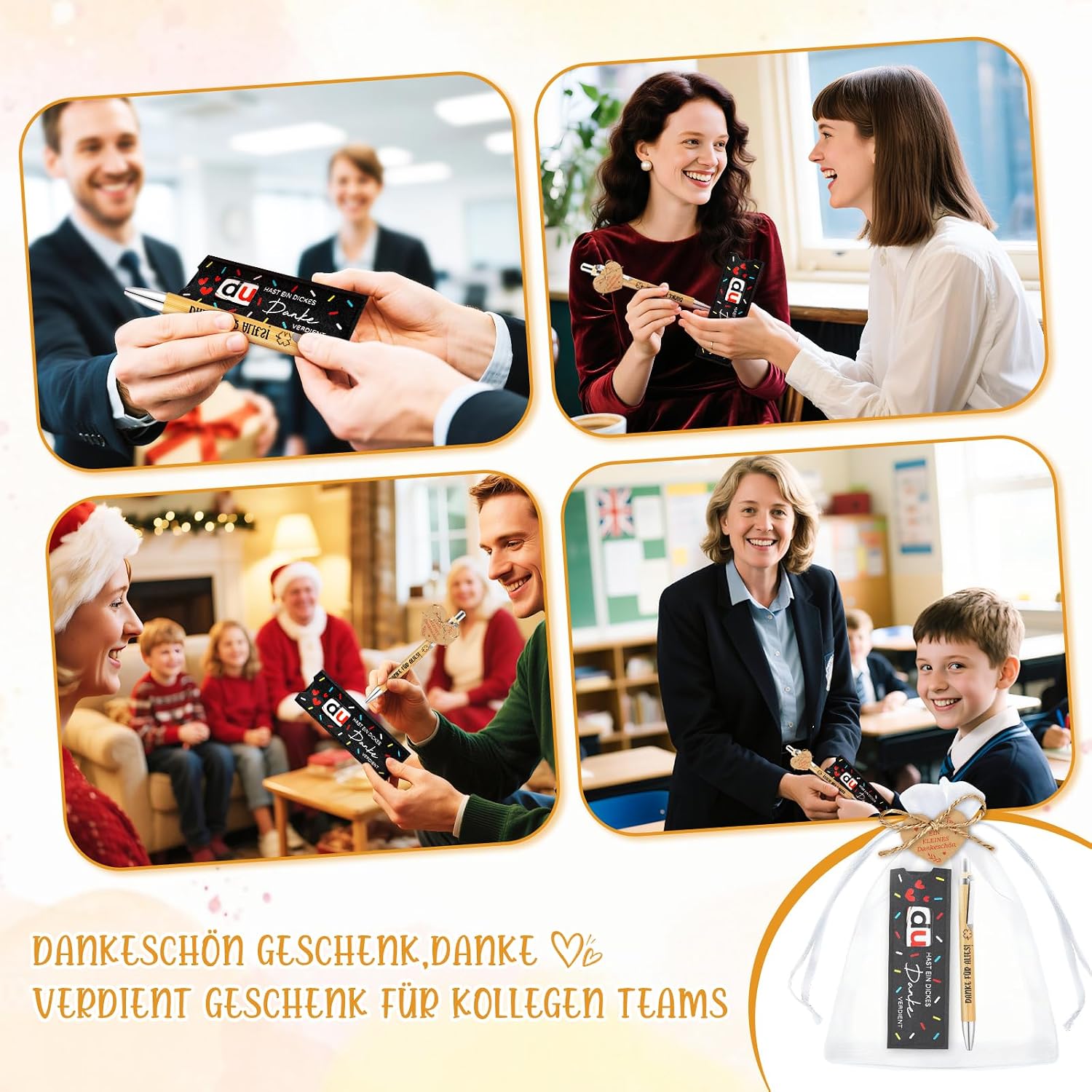 Detalle 2 de TUZELIYA 10er Set Dankeschön Kugelschreiber und Geschenkideen – Abschiedsgeschenk für Kollegen