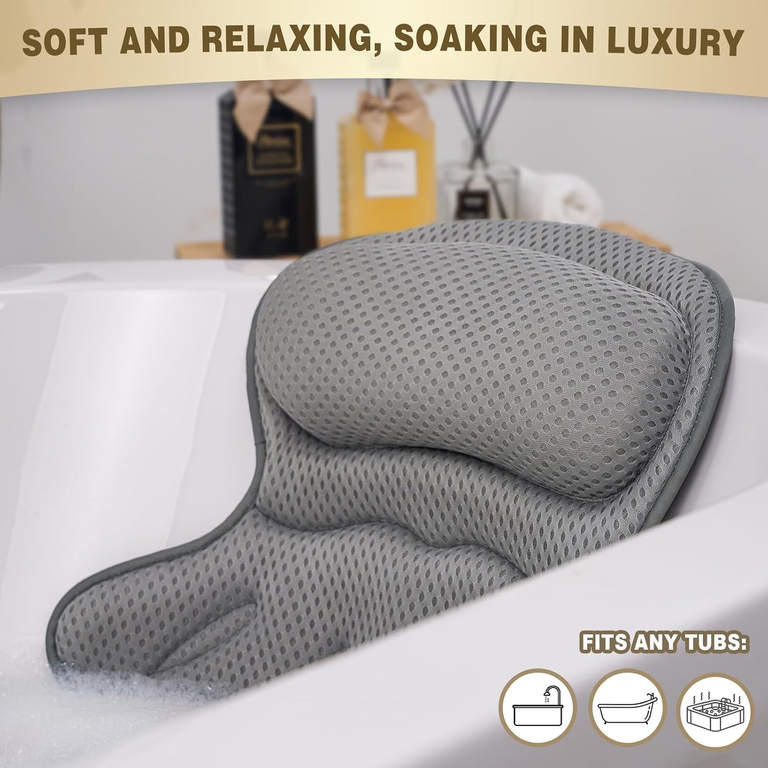 Detalle 2 de Bath Pillow Luxury Bathtub Pillow 17x18.5in