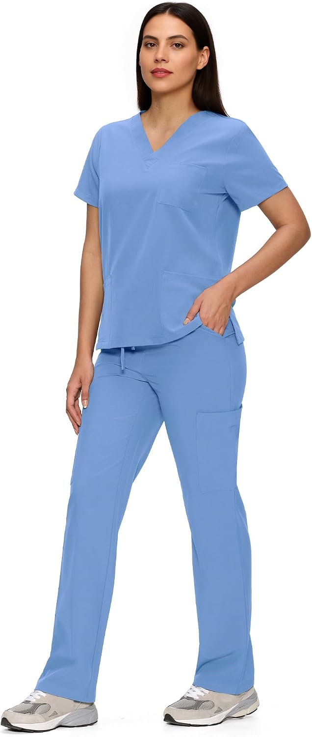 Thumbnail 2 de floralhue Women's Scrub Set with 11 Pockets, V-Neck Top and Straight-Leg Pants