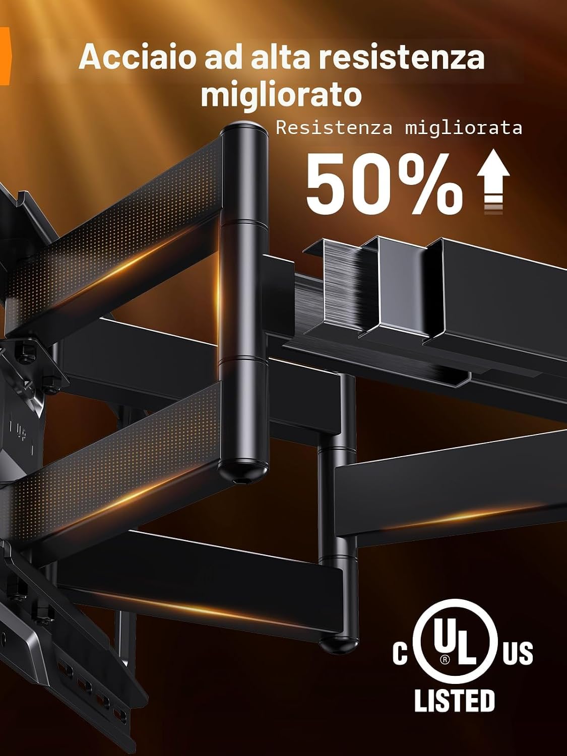 Detalle 2 de Perlegear supporto TV parete a movimento per TV da 42 a 90 pollici, fino a 68 kg – inclinazione, rotazione ed estensione senza attrezzi