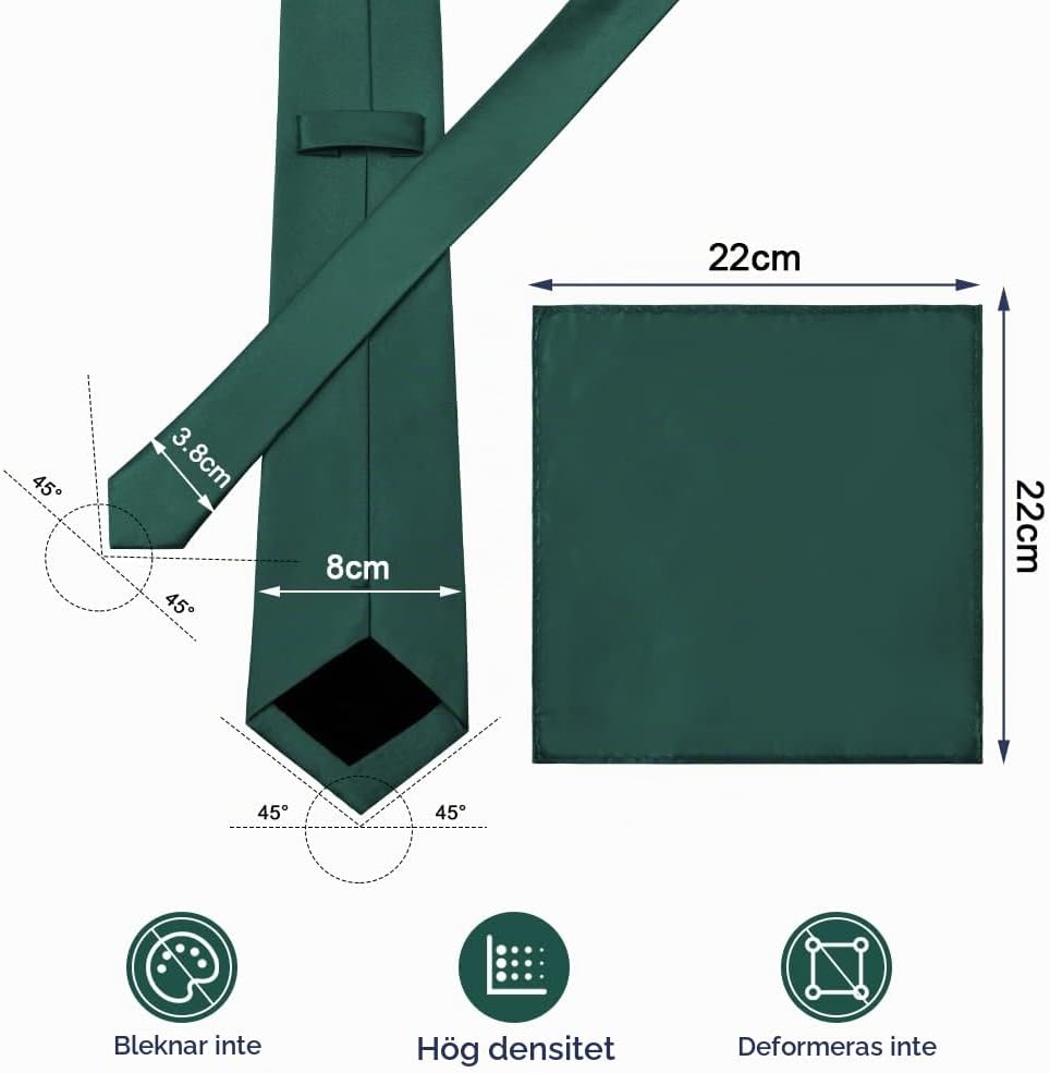 Detalle de AOMIG slipsset för män, enfärgad polyesterslips på 145 cm