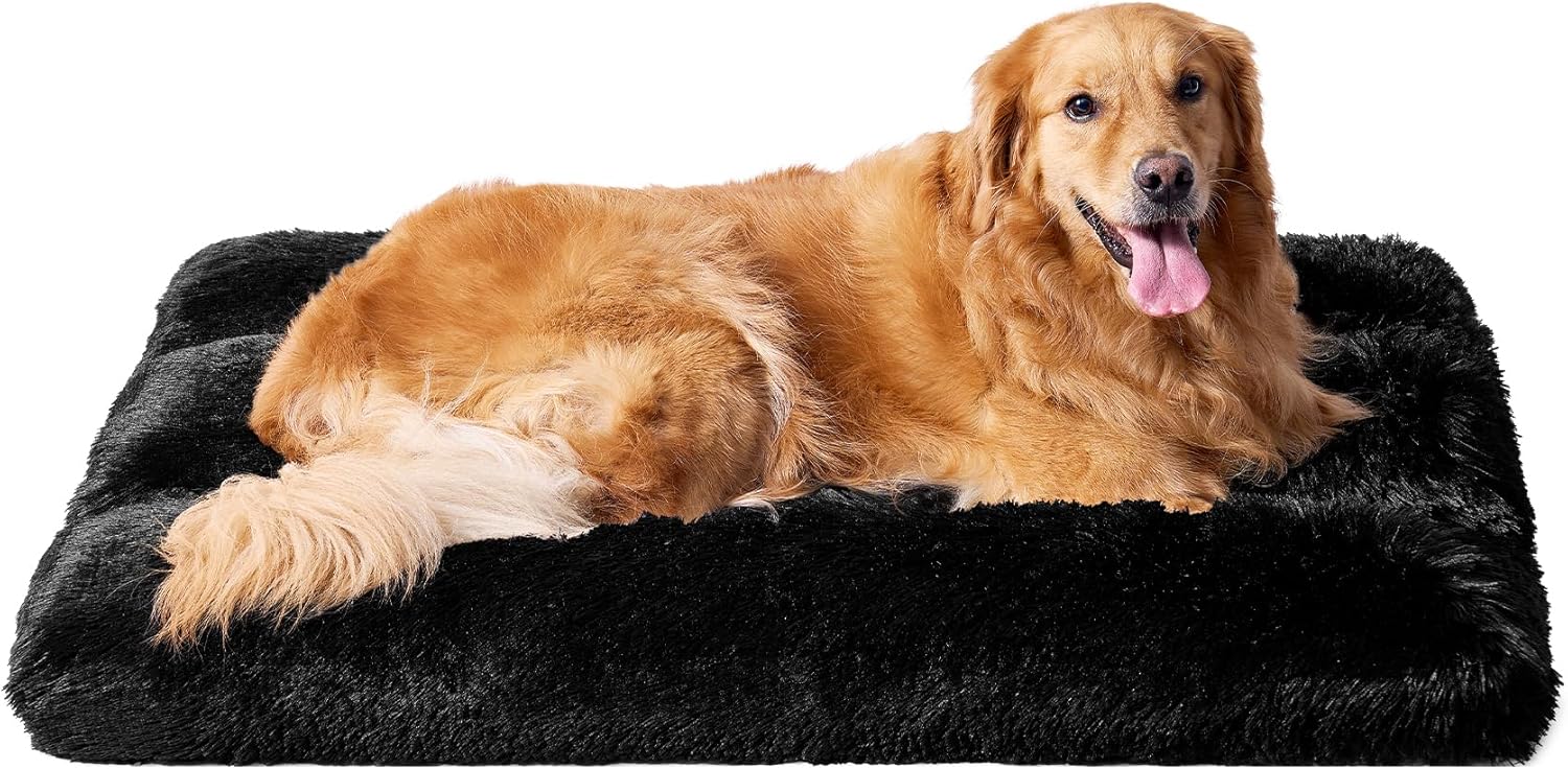 Detalle de EHEYCIGA Fluffy Extra Large Dog Crate Bed XL: Calming, Washable and Non-Slip Comfort for Big Dogs