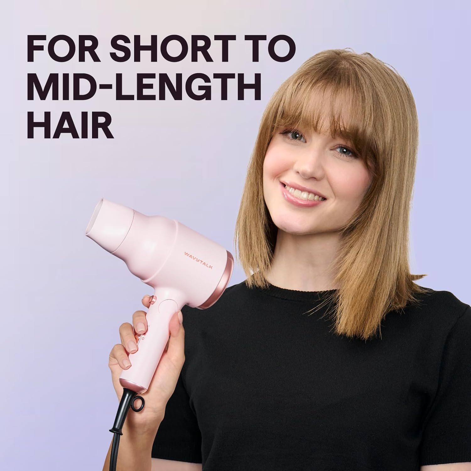Detalle 2 de Wavytalk Hair Dryer with Diffuser (Foldable, 1600W) — Compact travel blow dryer for curls and waves, Black